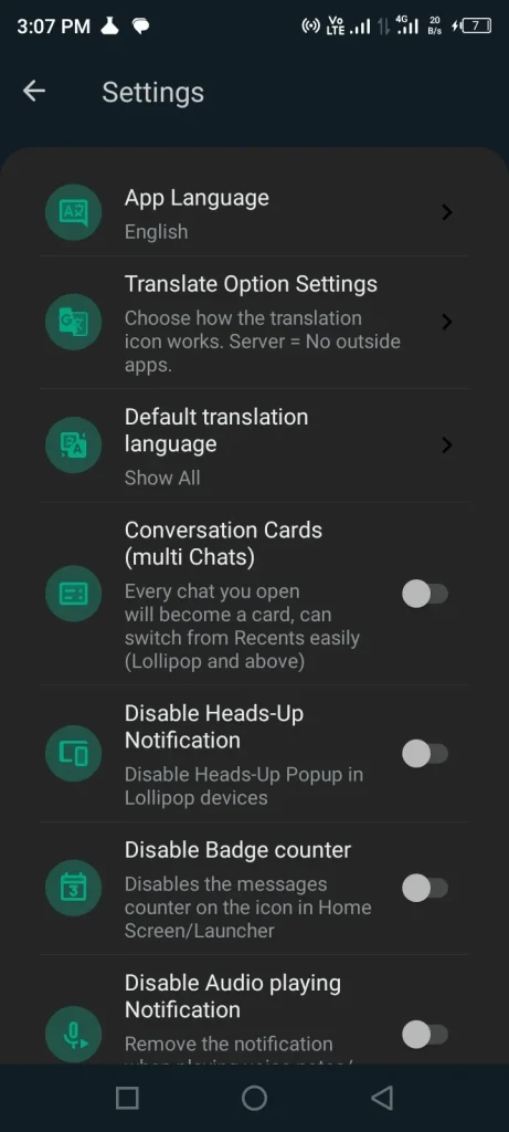 Translate messages screen shot FM WhatsApp