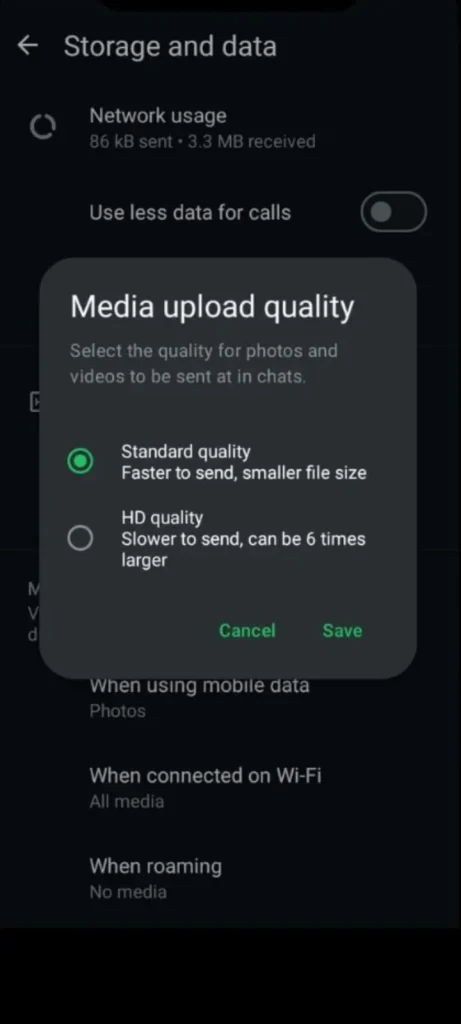 media quality screen shot FM WhatsApp